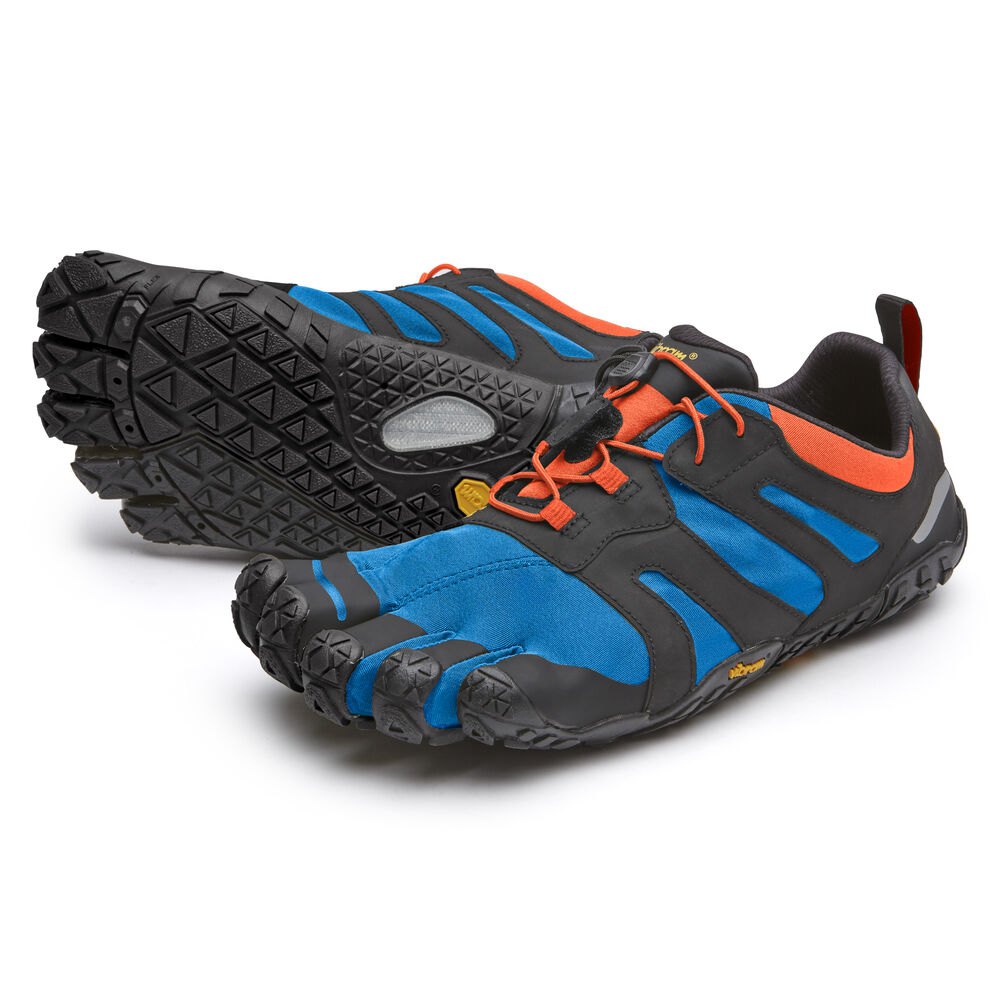 Vibram Five Fingers Mens Running Shoes - Blue/Orange - V-Trail 2.0 - 63451-TGPO